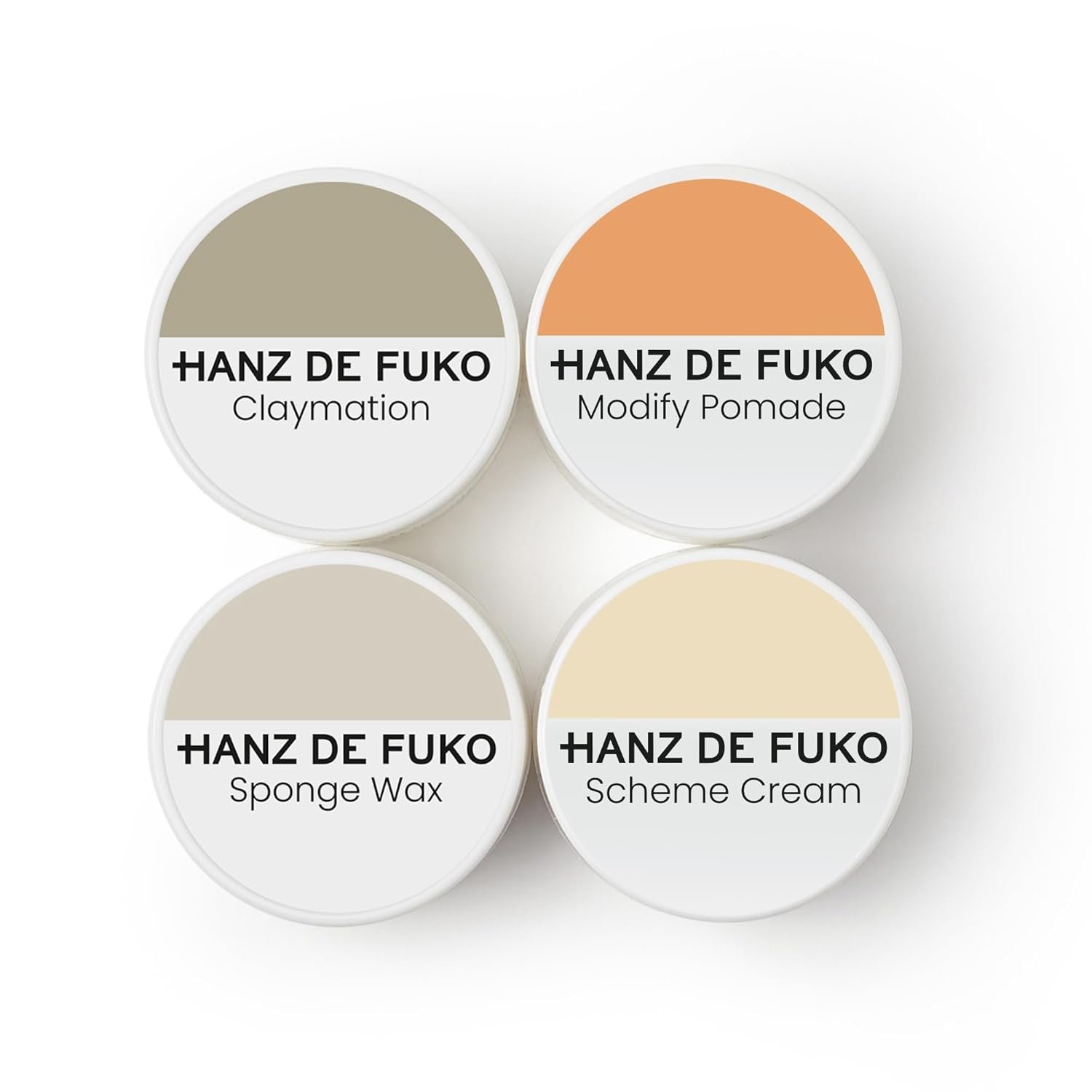 Hanz de Fuko Deluxe Hair Care Kit – Super Styling Sampler Featuring Claymation, Sponge Wax, Modify Pomade, Scheme Cream – Ideal Texture Products for All Hair Types – 4 pack, Travel Size (0.25 oz Each) - Image 2