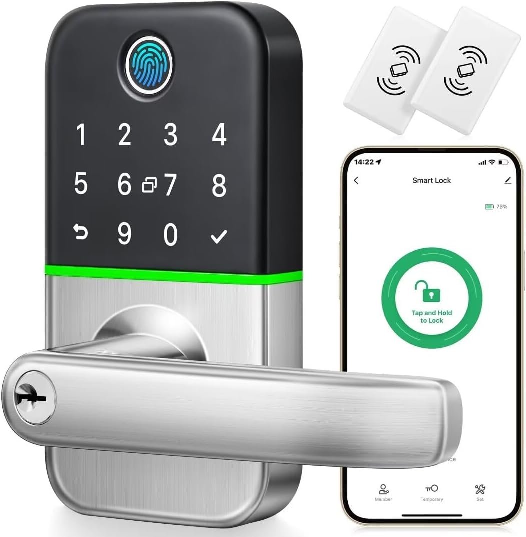 Keypad Smart Door Lock with Handle: Kucacci Keyless Entry Door Lock - Smart Lock for Front Door - Electronic Door Lock with Keypad for Exterior Door - Deadbolt Lever Alternative - Easy Installation - Image 2