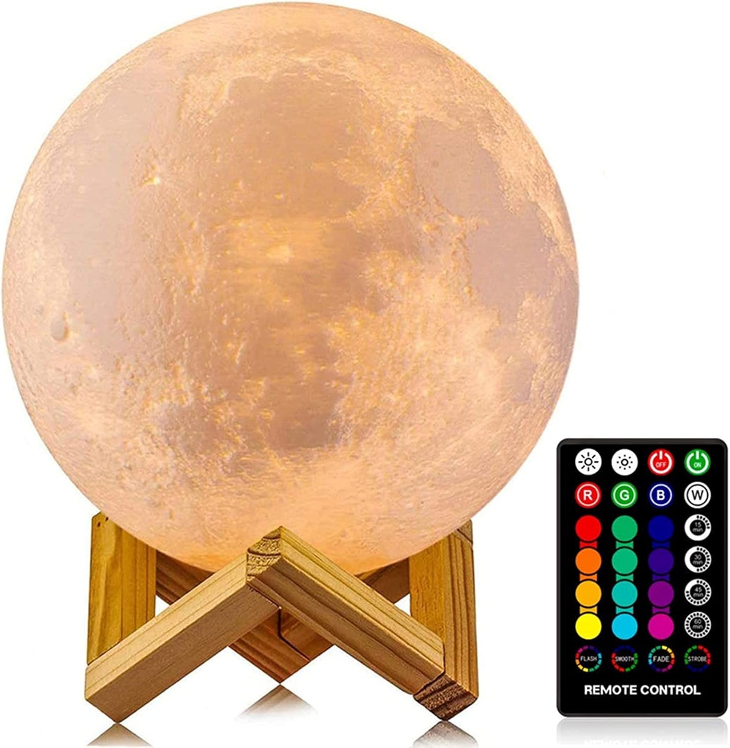LOGROTATE Moon Lamp, 16 Colors LED Night Light for Kids 3D Printing Moon Light with Stand& Remote/Touch Control & Timing, Moon Light Lamp for Kid Friend Birthday Gifts, Room Decor (Diameter 4.8 INCH) - Image 2