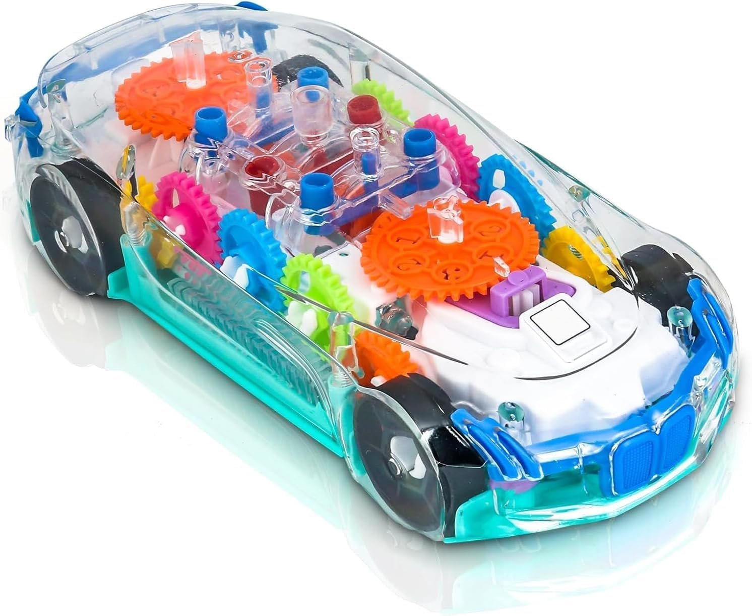 Light Up Transparent Car Toy for Kids, Sensory Toys for Kid, Toy Car with Colorful Moving Gears, Fun Educational Toy for Kids, Birthday Gifts Idea for Boys Girls - Image 2