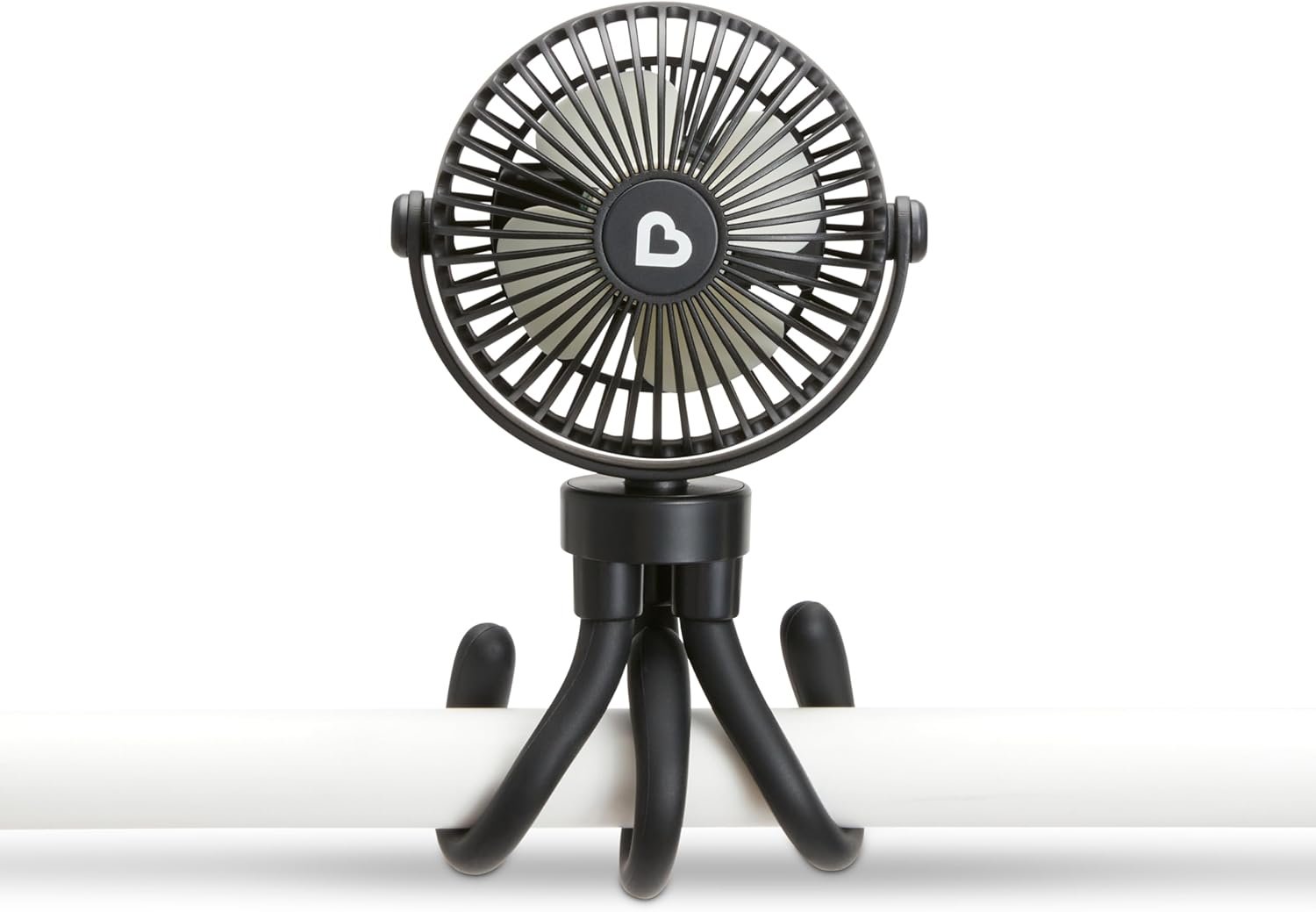 Munchkin Stroller Fan - Portable Fan for Travel, Baby Gear Accessory with 4 Speeds, Flexible Clip-on Leg Attachment, Rechargeable Battery, Black with Multicolored LED Lights - Image 2