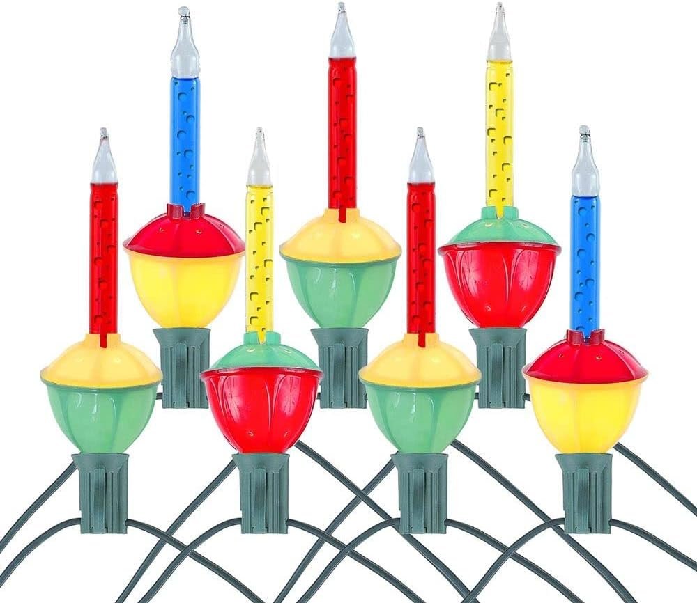 Novelty Lights Traditional Bubble Light Set, 7 Feet 7 Bulbs Red/Blue/Yellow Liquid with Multicolor Bases, 5 Watt E12/C7 Bulbs for Indoor Christmas Trees, Nostalgic Holiday Home Decor - Image 2