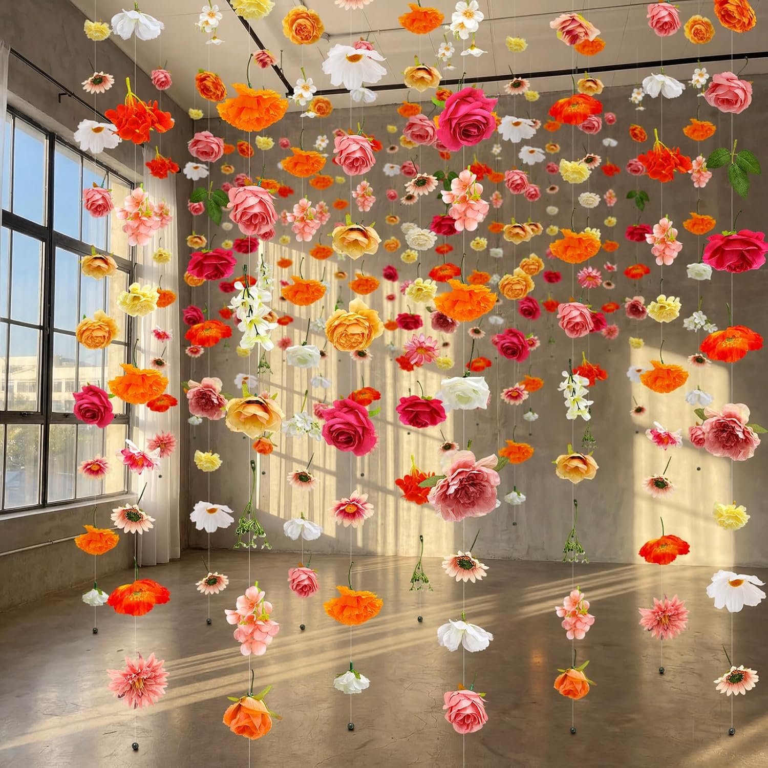 Suncalla 12 Pcs 70.8 ft Wildflower Garland Pre Strung Artificial Hanging Flower Vine Backdrop Decor from Ceiling Floating Silk Floral Garland for Garden Wedding Bridal Shower(Rose,Multicolor) - Image 2