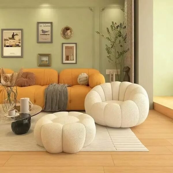 Lazy Pumpkin Sofa Nordic Style Large Single Sofa Chair EPS Particle Fill Soft Comfortable Home Living Room Balcony Bedroom Sofa