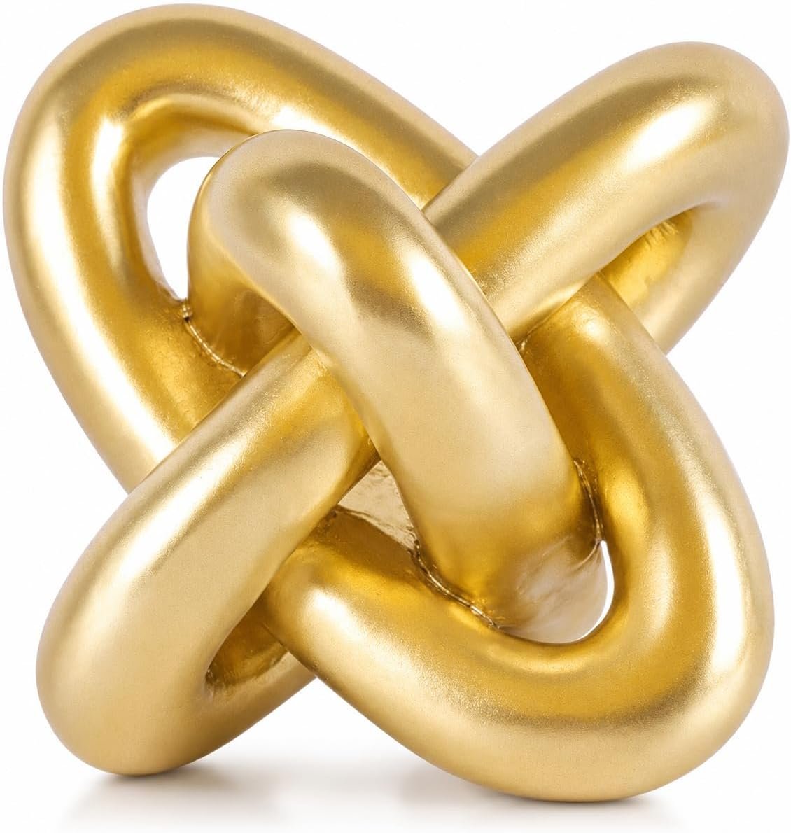 XMGZQ Gold Knot Decor for Coffee Table Book,Chain Link Living Room Decor Item for Bookshelf Entryway Nightstand TV Stand,Minimalist Knot Sculpture for Home Living Room,Centerpiece Table Decorations - Image 2