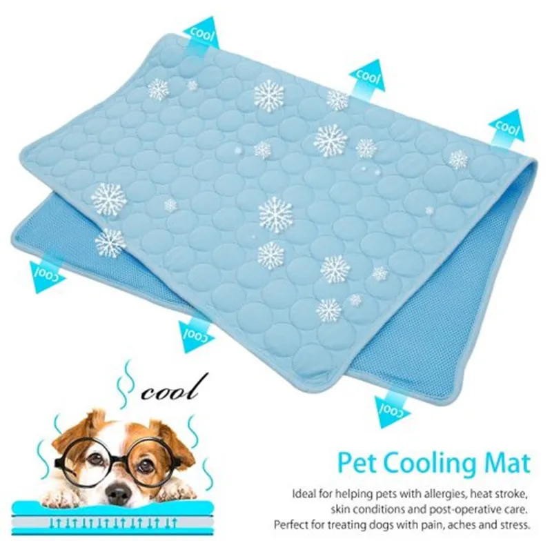 The Ultimate Cooling Pet Mat Breathable Washable Summer Pad Dog Cat Self Cool Blanket for Kennel Crate and Bed Sleeping Ice Silk 1