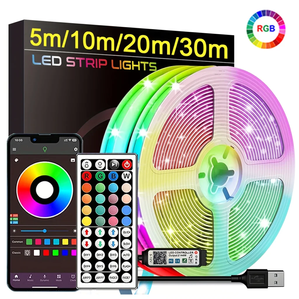 RGB Led Strip Lights 5m 10m 20m 30m Led Room Light with APP Control Flexible Ribbon Luces Led Tape for Room Bedroom Decoration 1