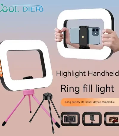 New Handheld Ring LED Rechargeable Fill Light Portable Mobile Phone Live Broadcast Photography Desktop Rabbit Cage Selfie Light