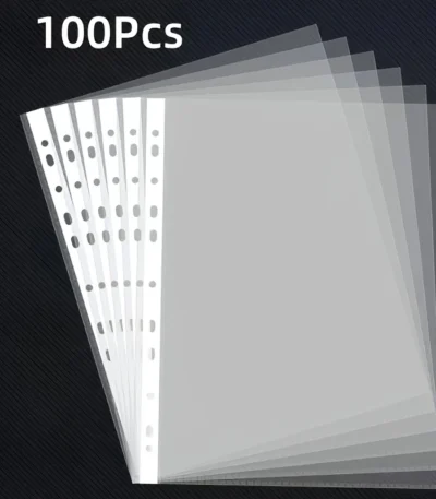 50/100pcs Clear A4 Plastic File Folders - 11-Hole 3-Ring Binder Compatible, Durable PP Document Sleeves for Office, School, Home 1