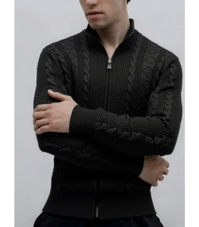 AIOPESON 2024 Classic Zip Up Jacket Men Cotton Solid Color Fleece Lined Winter Warm Outdoor Sports Luxury Casual Mens Outerwear 1