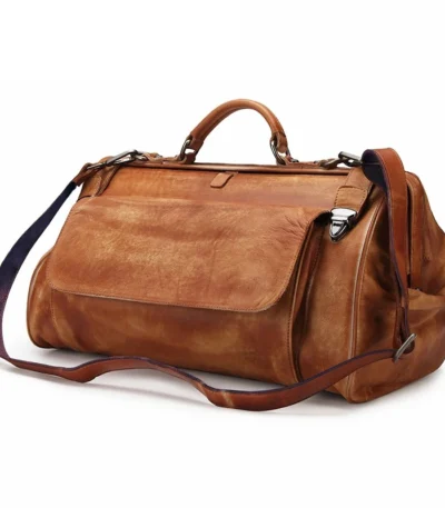 Vintage 100% Genuine Leather Duffel Bag Travel Luggage Bag Doctor Overnight Bag Designer Shoulder Messenger Bag Tote Handbag 1