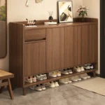 Multi-Function Pine Wood Shoe Cabinet Storage Furnitur Modern Freestanding Entryway Shoe Rack with Home Organization Furniture