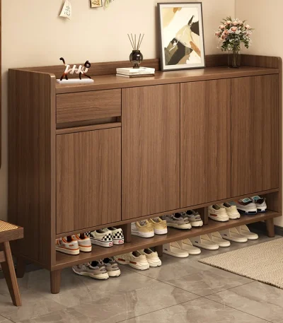 Multi-Function Pine Wood Shoe Cabinet Storage Furnitur Modern Freestanding Entryway Shoe Rack with Home Organization Furniture