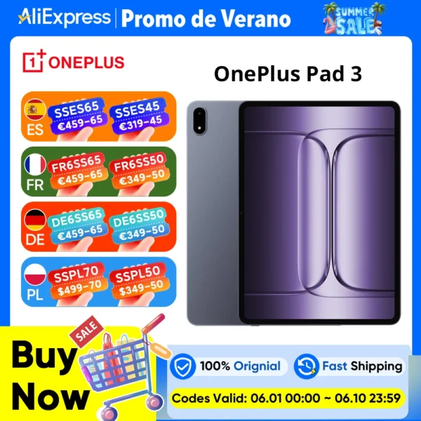 Global Version OnePlus Pad 3 Snapdragon 8 Elite 13.2inches 144Hz Screen 12140mAh Battery 13MP Rear Camera 8 Speakers 80W Charge