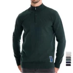 AIOPESON Mens Quarter Zip Cotton Pullover Sweaters Solid Color Casual Social Knit Mock Neck Polo Sweaters for Men