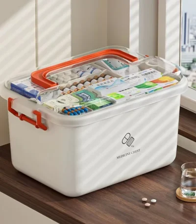 Large Capacity Medicine Box Portable Home First Aid Medical Kit Family Emergency Medicine Box with Multi-layer Drug Storage Case 1