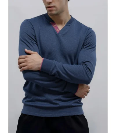 AIOPESON Henley Collar T Shirt Men 100% Cotton Long Sleeve Solid Color Autumn Warm Casual Classic Mens Top 1