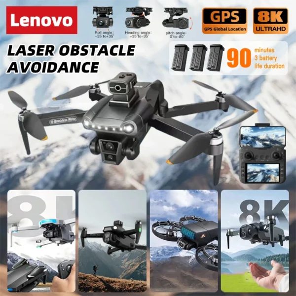 Lenovo GPS Drone With screen RC 8K Professional HD Aerial Photography Laser obstacle avoidance Three-axis gimbal Quadcopter toys
