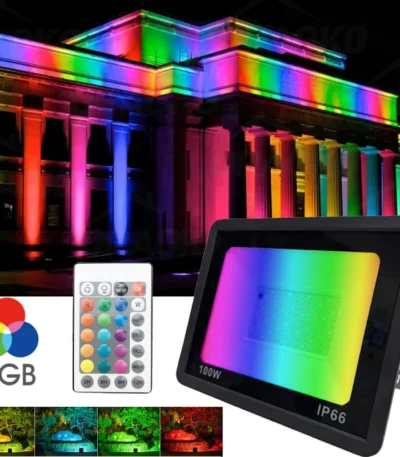 RGB LED Floodlight Reflector Outdoor Lighting 220V 50W 100W IP66 Waterproof Spotlight Landscape Garden Fountain Decorative Lamps