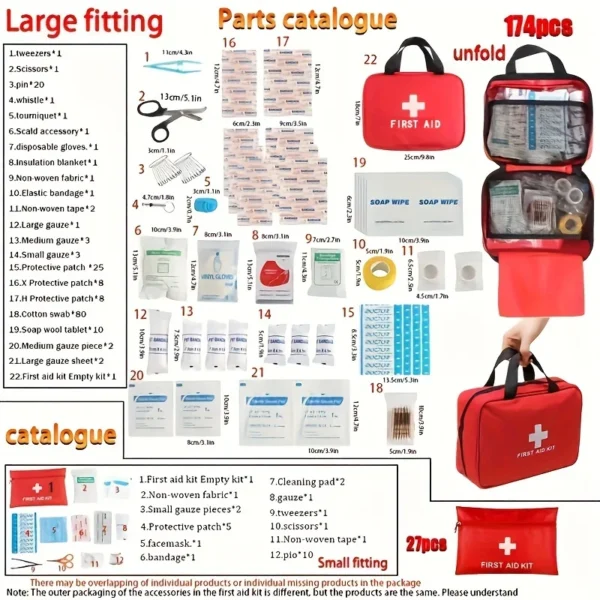 Deluxe First Aid Kit with Carrying Pouch, Outdoor First Aid Kit – Essential Emergency Kit for Camping, Hiking and Travell