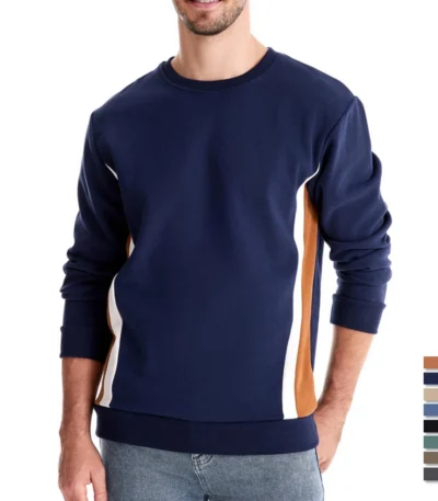 AIOPESON Mens Patckwork Cotton-blend Crew Neck Sweatshirts Fashion Casual Sport Round Neck Pullover Sweatshirt for Men 1