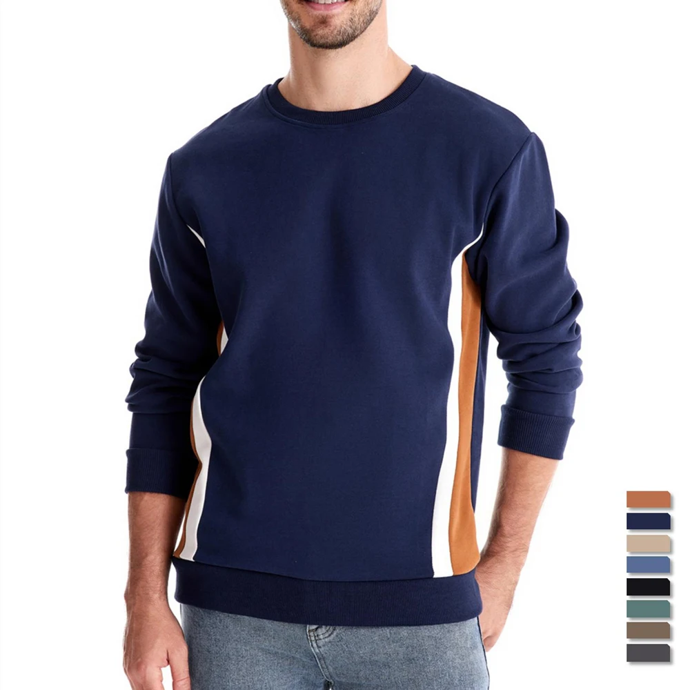 AIOPESON Mens Patckwork Cotton-blend Crew Neck Sweatshirts Fashion Casual Sport Round Neck Pullover Sweatshirt for Men AIOPESON Mens Patckwork Cotton-blend Crew Neck Sweatshirts Fashion Casual Sport Round Neck Pullover Sweatshirt for Men