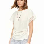 DUSHU Women’s Fashion Casual Ruched Design T-shirt | 2026 Summer New Arrival Lazy Urban Minimalist Commute Short Sleeve Top