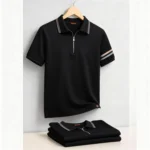 AIOPESON Men’s Lightweight Breathable Polo Shirt Half Zipper Collar Solid Color Casual Summer Fashion Top