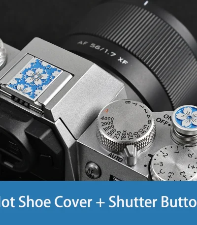 1 set Metal Sakura Camera Hot Shoe Cover + Shutter Release Button Protective Cap for Canon Nikon Z30 Sony Fuji XT5 XS20 Cameras