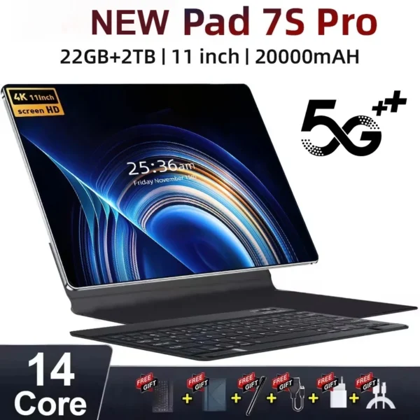 NEW 2025 Original Pad 7s Pro Tablet 11inch 4K Android 14 20000mAh Screen WIFI Tab 5G Dual SIM Children’s Tablets Kids Tablet PC