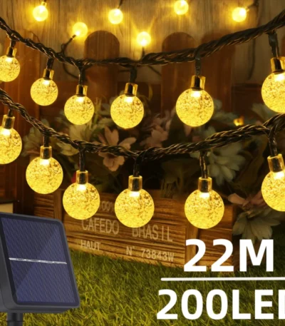 Solar String Lights Outdoor 200 Led Crystal Globe Lights Waterproof Solar Festoon Fairy Light for Garden Christmas Outdoor Decor