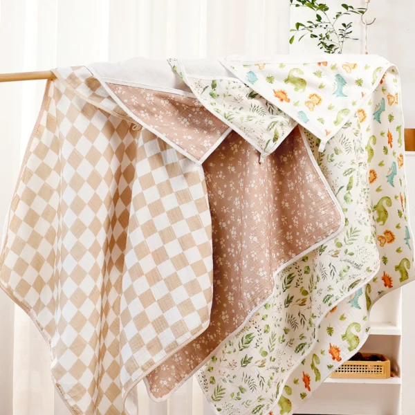 Happyflute Hooded Baby Towel 1Pc Cotton Soft Absorbent Reusable Washable Comfortable Gentle Care Newborn Toddler Bath Wrap