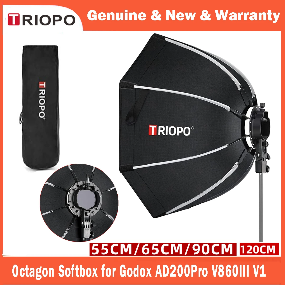 TRIOPO 55cm 65cm 90cm 120cm Foldable Octagon Softbox Tripod Grip for Godox V860III V1 AD200Pro Yongnuo Speedlite Flash Light TRIOPO 55cm 65cm 90cm 120cm Foldable Octagon Softbox Tripod Grip for Godox V860III V1 AD200Pro Yongnuo Speedlite Flash Light