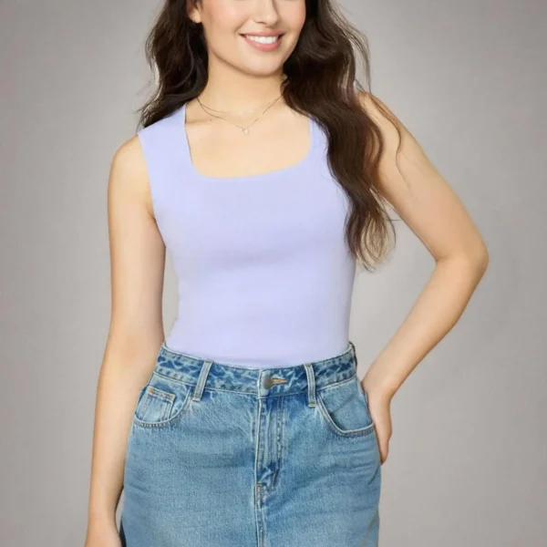 DUSHU Single Bundle Women’s Clothing 2025 New Simple Knitted Camisole Vest Fashionable Big U-neck Versatile Top 25DS81209
