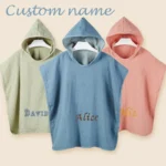 Personalized Name Customed Baby Kids Hooded Cape Sleeveless Poncho Outwear Beach Swimwear Coverup Bath Robe Towel Wrap Childrenn