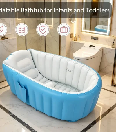 Inflatable Baby Bathtub with Air Pump Portable Foldable Kids Bath Tub Indoor Outdoor Travel Shower Basin for Newborn Toddler