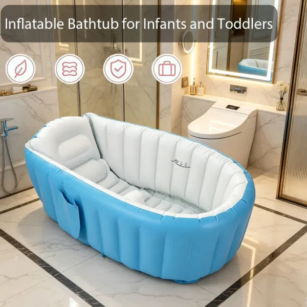 Inflatable Baby Bathtub with Air Pump Portable Foldable Kids Bath Tub Indoor Outdoor Travel Shower Basin for Newborn Toddler