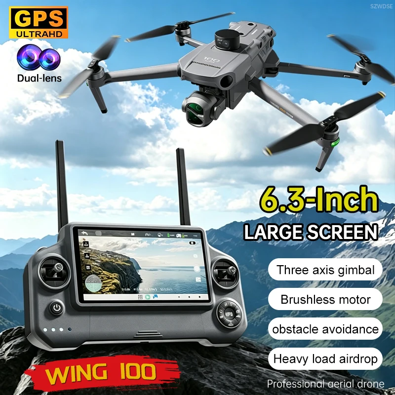 New Wing 100 GPS Drone UHD Camera 3-Axis Gimbal With Touch Screen Brushless Obstacle Avoidance Foldable Quadcopter Dron RC Toy New Wing 100 GPS Drone UHD Camera 3-Axis Gimbal With Touch Screen Brushless Obstacle Avoidance Foldable Quadcopter Dron RC Toy