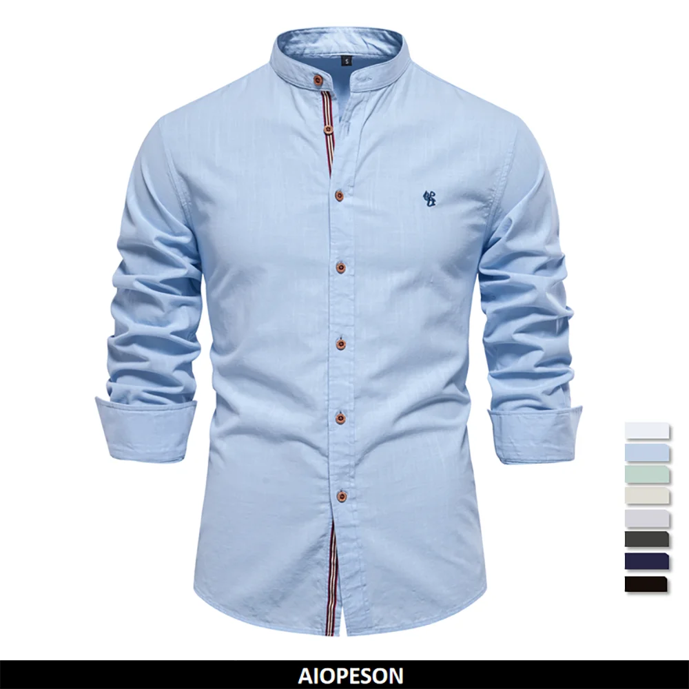 AIOPESON 100% Cotton Social Shirt Men Solid Color Long Sleeve High Quality Brand Shirt for Men Spring Stand Casual Men’s Shirts AIOPESON 100% Cotton Social Shirt Men Solid Color Long Sleeve High Quality Brand Shirt for Men Spring Stand Casual Men’s Shirts