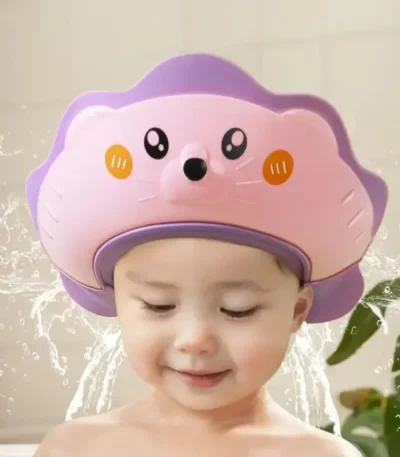 1pc/2pcs Cute Adjustable Baby Shower Cap, Sea Lion Shape Bath Cap Shield, Head Protector, Bath Visor Hat
