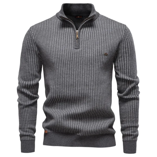 AIOPESON Classic Striped Knitwear Men Cotton Blend Sweater Mock Neck Warm Thickened Old Money Luxury Winter Sweaters for Men