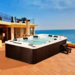 Acrylic Hot Tub with Hydrotherapy Jets, Outdoor Spa Massage Bathtub Inflatable Portable Waterproof for Garden Patio 220V