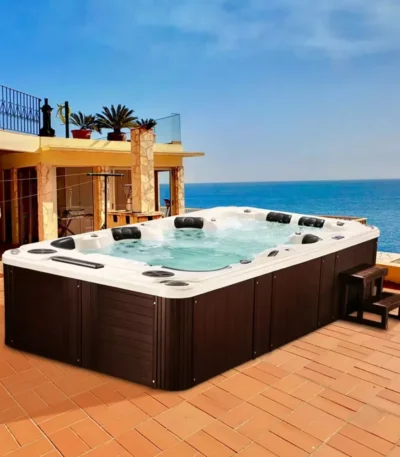 Acrylic Hot Tub with Hydrotherapy Jets, Outdoor Spa Massage Bathtub Inflatable Portable Waterproof for Garden Patio 220V 1