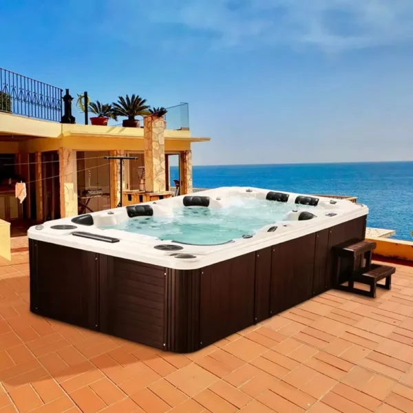 Acrylic Hot Tub with Hydrotherapy Jets, Outdoor Spa Massage Bathtub Inflatable Portable Waterproof for Garden Patio 220V
