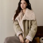 MISHOW Women’s Parka Down Jacket Winter Large Lapel Fur Collar Horn Button Coat Thick Warm Loose Padded Outerwear MXE94W1046