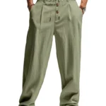 New Men’s Cotton and Linen Casual Breathable Pants, Fashionable Street Sport Pants, Beach and Outdoor Loose Straight Pants