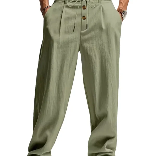 New Men’s Cotton and Linen Casual Breathable Pants, Fashionable Street Sport Pants, Beach and Outdoor Loose Straight Pants