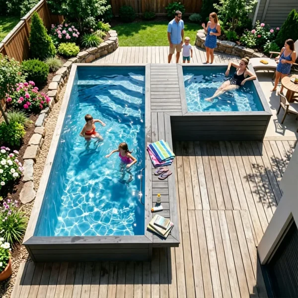Inground Pool Container Pool Buried Type Assembled Swimming Container Stable Safe Outdoor Family Daily Swimming Leisure Product