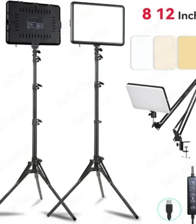 LED Video Light Dimmable Photography Continuous Lighting Adjustable Tripod Stand Portable Fill Light for Photo Studio Shooting