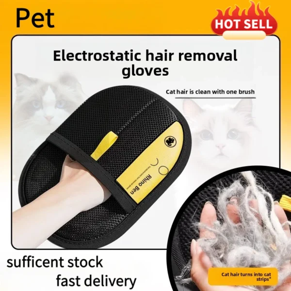 Pet Hair Removal Kit: Sticky Roller, Static Brush & Grooming Gloves – For Cat Dog Fur on Furniture Car Clothing